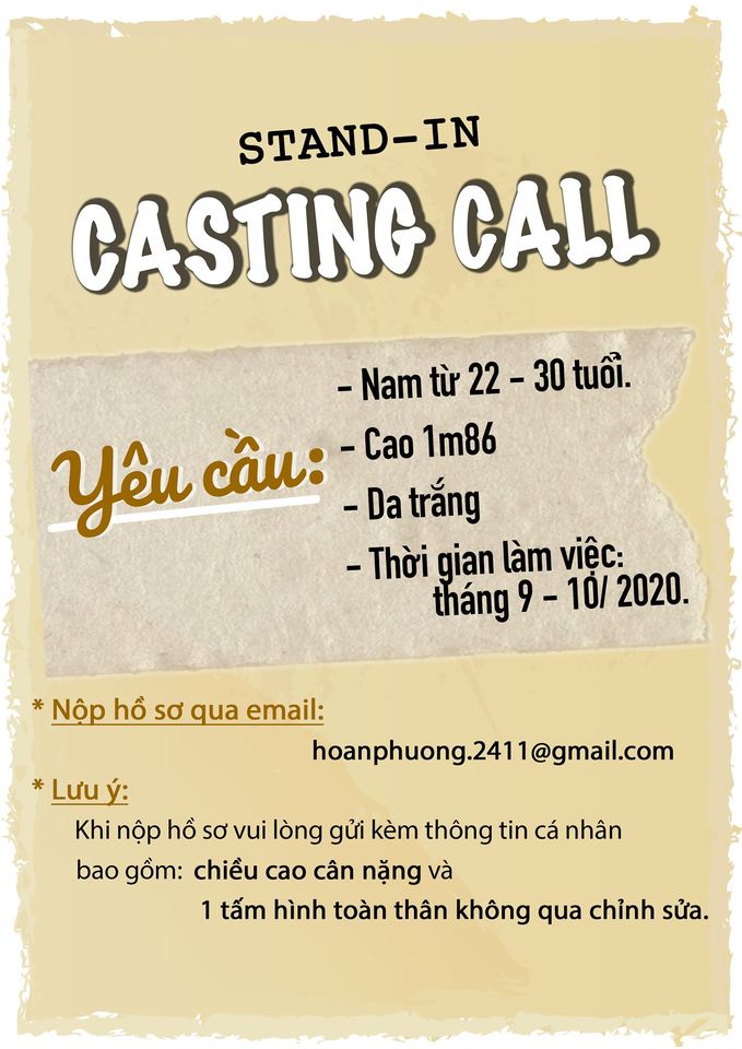 CASTING PHIM ĐIỆN ẢNH THÁNG 9,10/ 2020